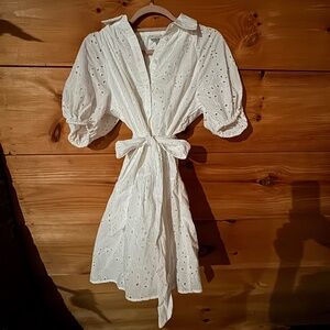 NWOT white eyelet button-up dress